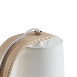 Scandinavische witte tafellamp met stoffen kap