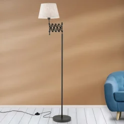 Schaarlamp Factory met linnen kap