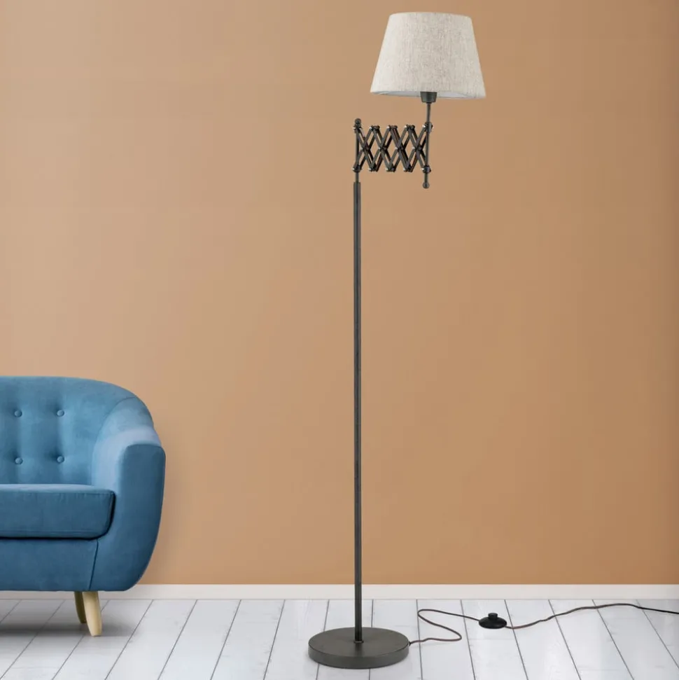 Schaarlamp Factory met linnen kap