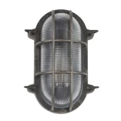 Scheepslamp Porto ovaal, zwart-zilver