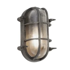 Scheepslamp Porto ovaal, zwart-zilver