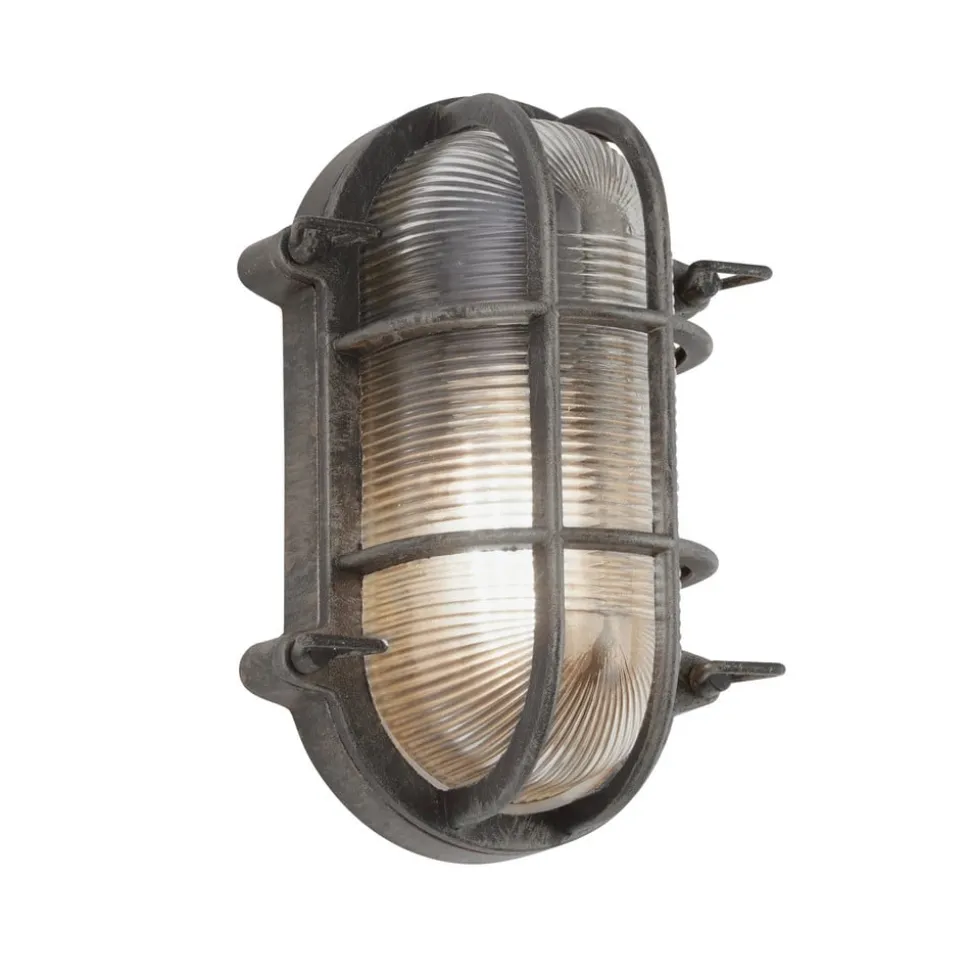 Scheepslamp Porto ovaal, zwart-zilver