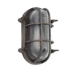 Scheepslamp Porto ovaal, zwart-zilver