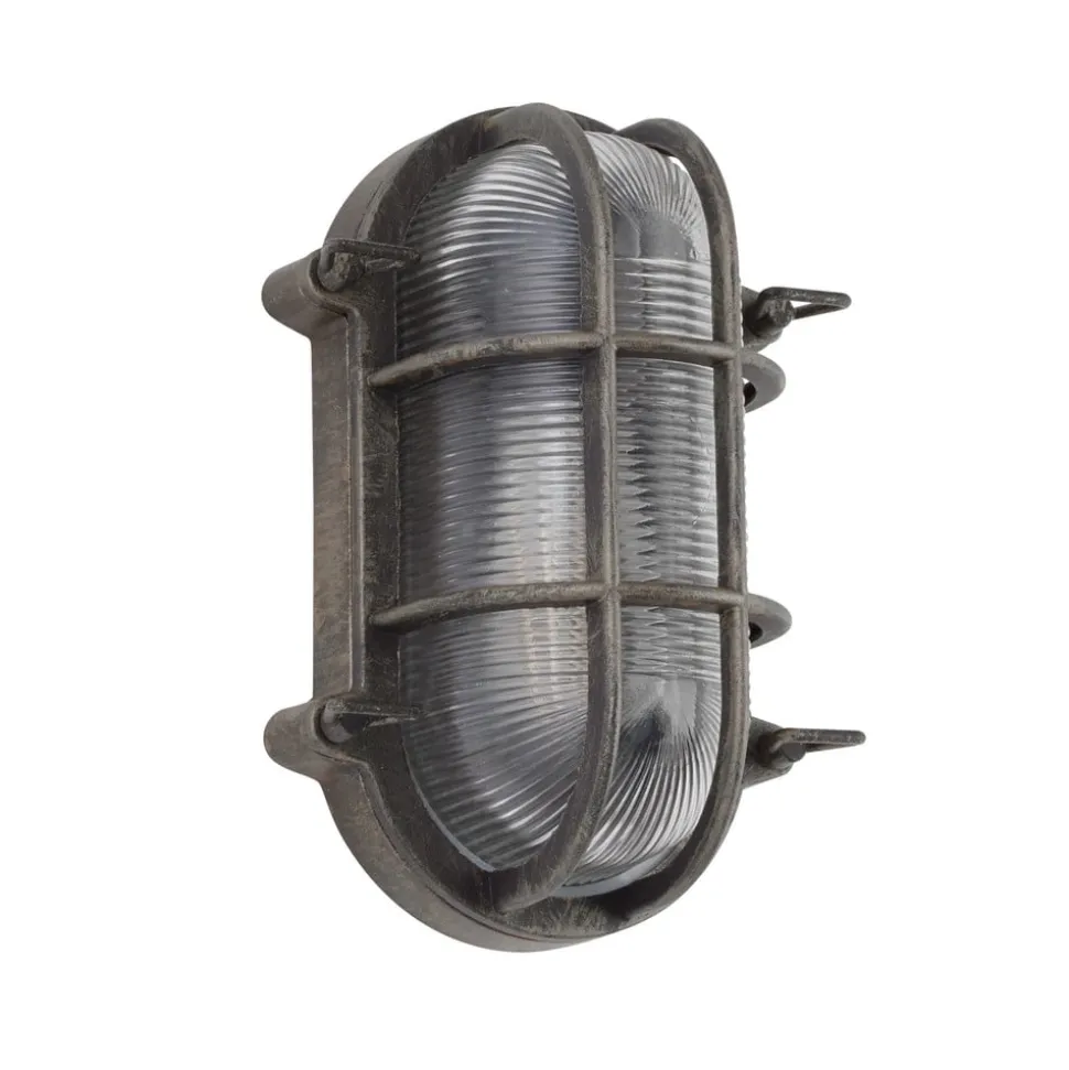 Scheepslamp Porto ovaal, zwart-zilver