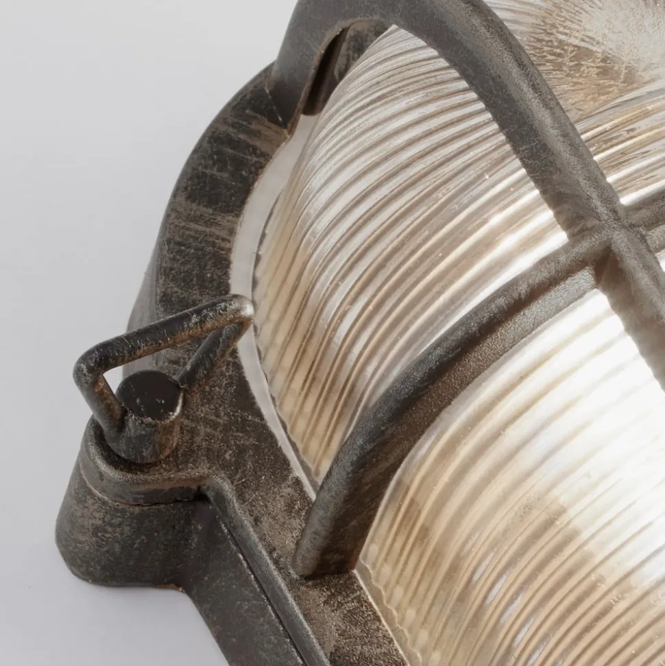 Scheepslamp Porto ovaal, zwart-zilver