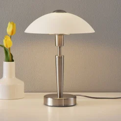 Schemerlamp Solo 1, nikkel, wit