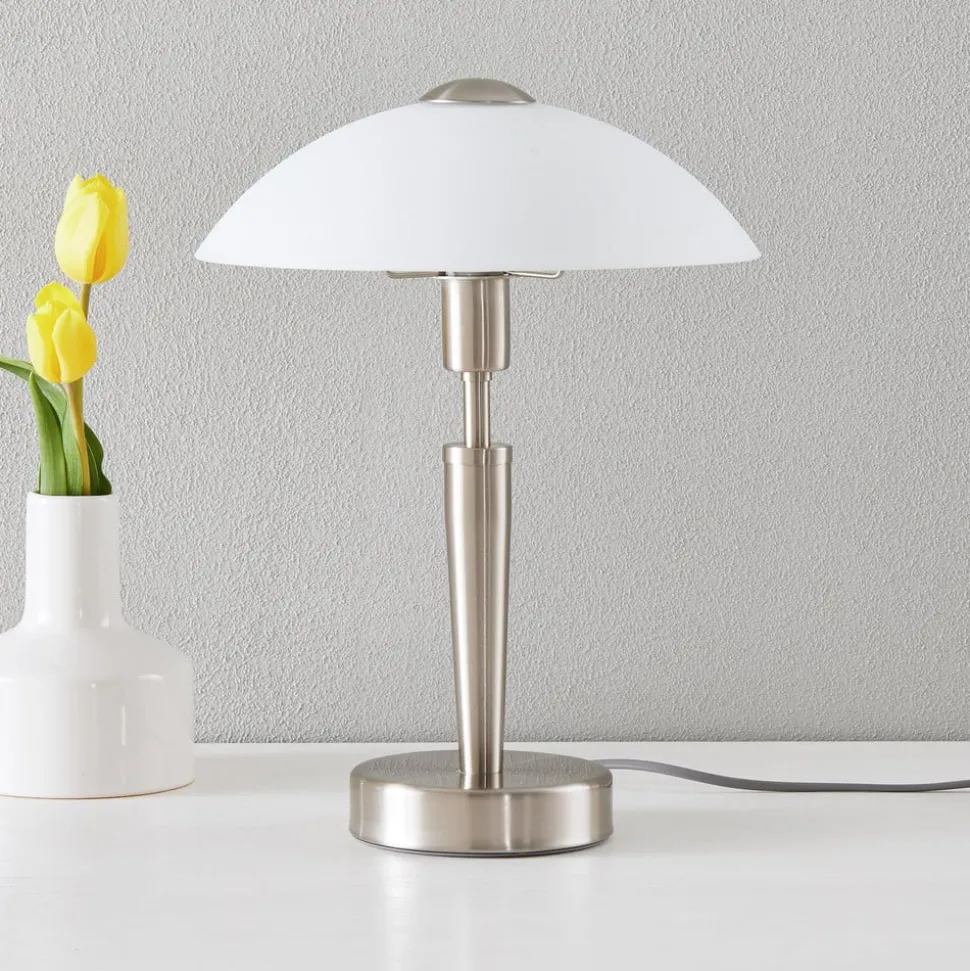 Schemerlamp Solo 1, nikkel, wit