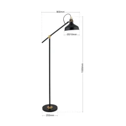 Schiller vloerlamp, zwart, metaal, 153 cm, verstelbaar