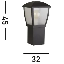 Seattle sokkellamp, IP44, zwart, hoogte 45 cm, metaal