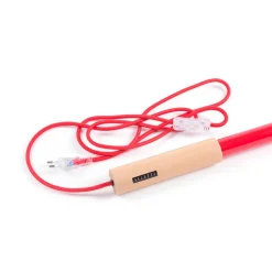 SELETTI LED lamp Linea, rood, houten details, universeel