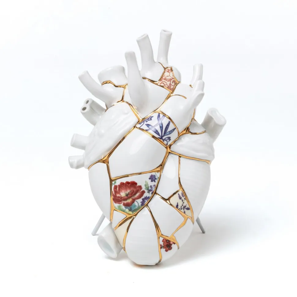 SELETTI Love in Bloom Kintsugi vaas, kleurrijk, porselein, goud