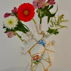 SELETTI Love in Bloom Kintsugi vaas, kleurrijk, porselein, goud