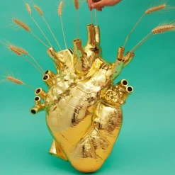 SELETTI Love in Bloom Reuzenvaas, goud, h 60 cm, glasvezel