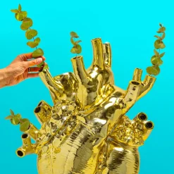 SELETTI Love in Bloom Reuzenvaas, goud, h 60 cm, glasvezel