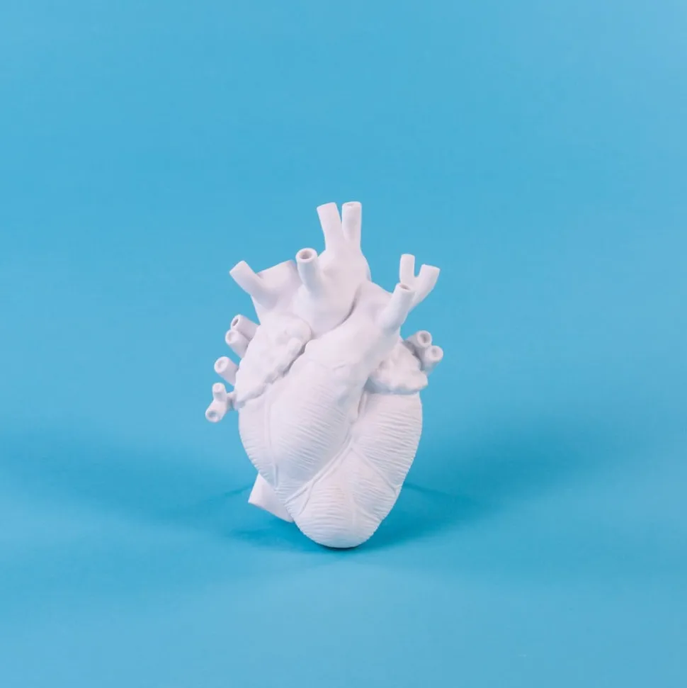 SELETTI Love in Bloom vaas, wit, hartvormig, porselein