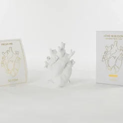 SELETTI Love in Bloom vaas, wit, hartvormig, porselein