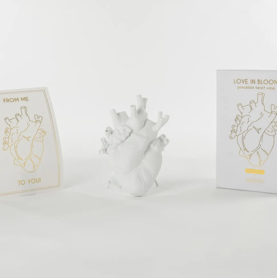 SELETTI Love in Bloom vaas, wit, hartvormig, porselein