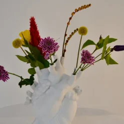 SELETTI Love in Bloom vaas, wit, hartvormig, porselein