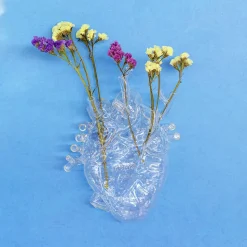 SELETTI Love in Bloom vaas, helder, hoogte 24 cm, hartvormig, glas