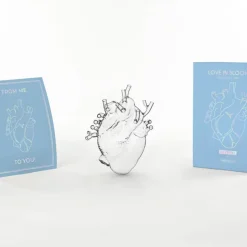 SELETTI Love in Bloom vaas, helder, hoogte 24 cm, hartvormig, glas