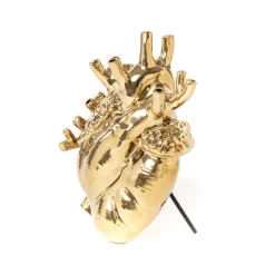 SELETTI Love in Bloom vaas, goudkleurig, hartvormig, porselein