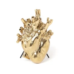 SELETTI Love in Bloom vaas, goudkleurig, hartvormig, porselein