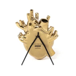 SELETTI Love in Bloom vaas, goudkleurig, hartvormig, porselein