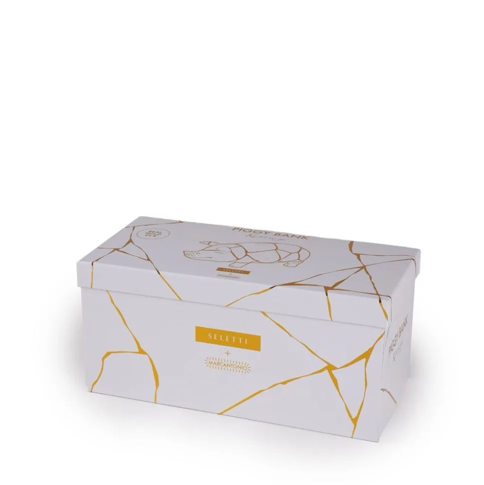 SELETTI spaarvarken Kintsugi, wit / kleurrijk, porselein, goud