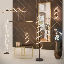 Sequence LED vloerlamp, dimbaar, CCT, messing