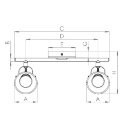 Seras plafondspot, geborsteld messing-goud, 2-lamps