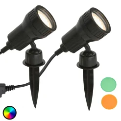 set van 2 - LED grondspies lamp Terra w. kleurfilters