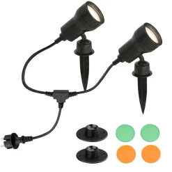 set van 2 - LED grondspies lamp Terra w. kleurfilters