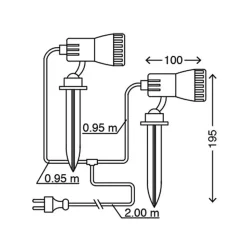 set van 2 - LED grondspies lamp Terra w. kleurfilters