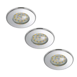 Set van 3 LED inbouwspots Nikas IP44 chroom
