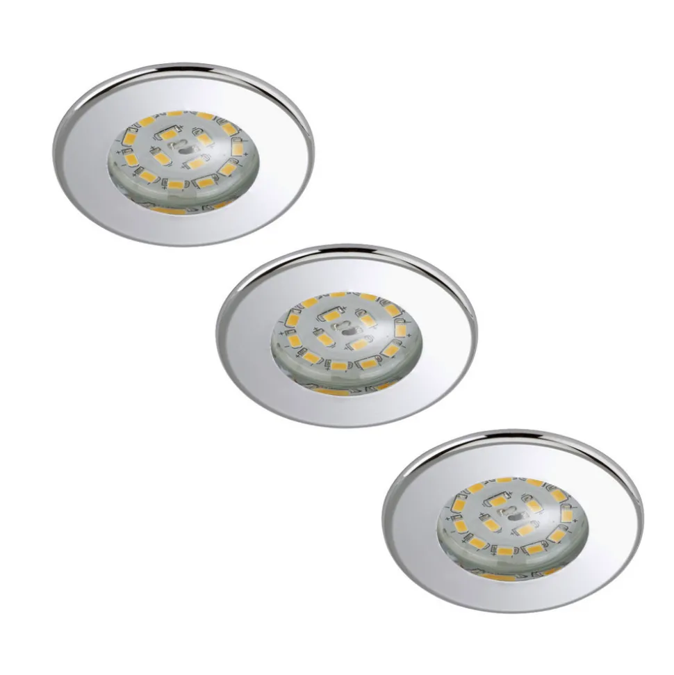 Set van 3 LED inbouwspots Nikas IP44 chroom
