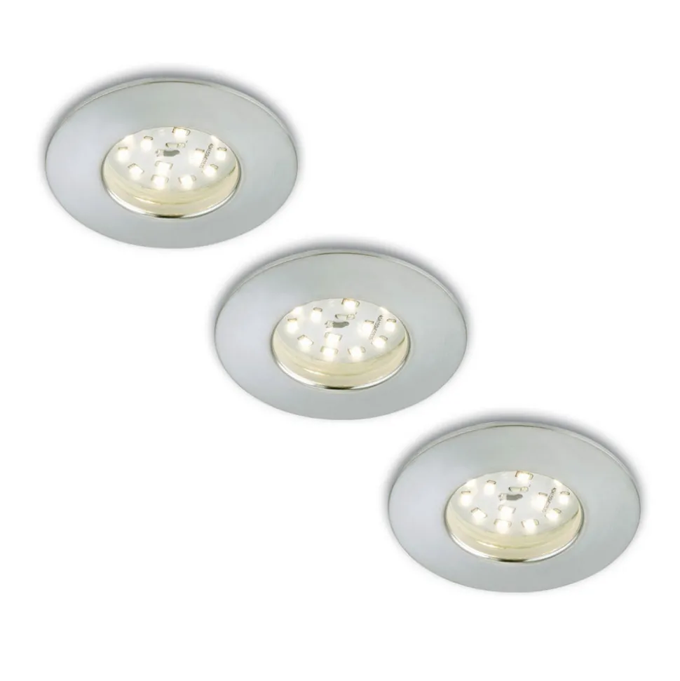 Set van 3 LED inbouwspots Nikas IP44 aluminium