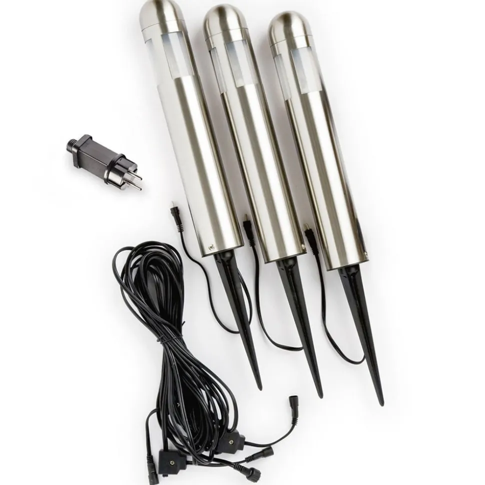 Set van 3 LED sokkellampen Amalfi met grondspies