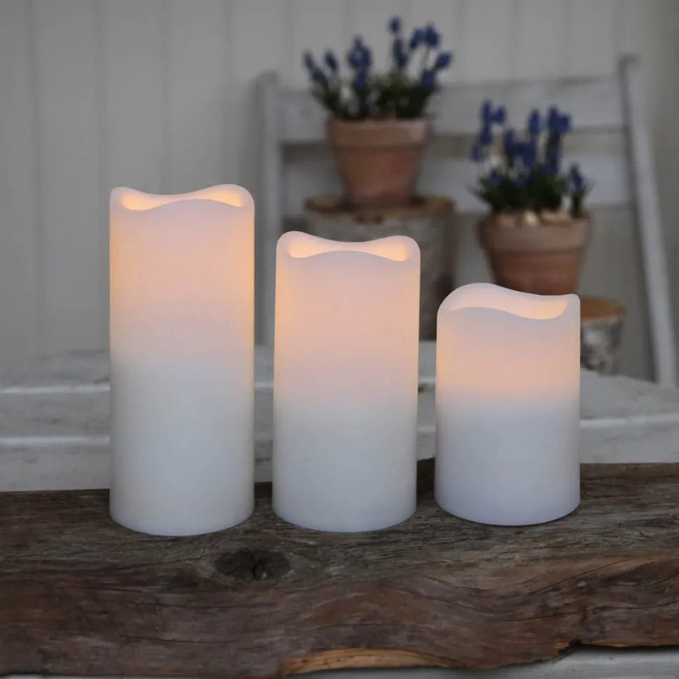 Set van drie LED kaarsen voor buitenshuis