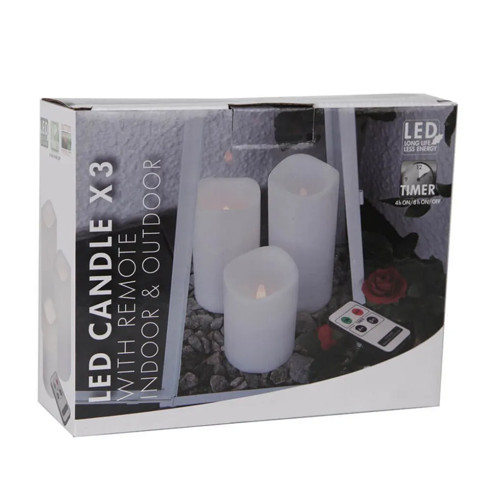 Set van drie LED kaarsen voor buitenshuis