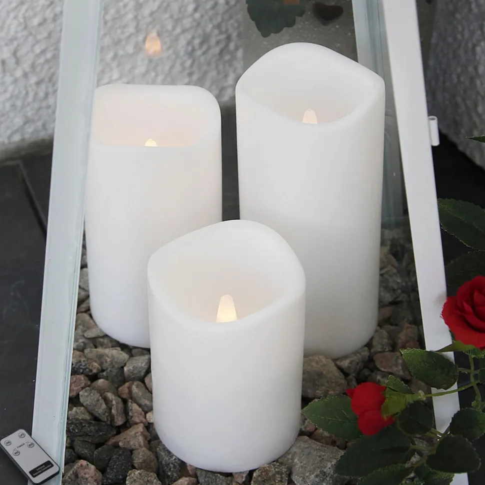 Set van drie LED kaarsen voor buitenshuis
