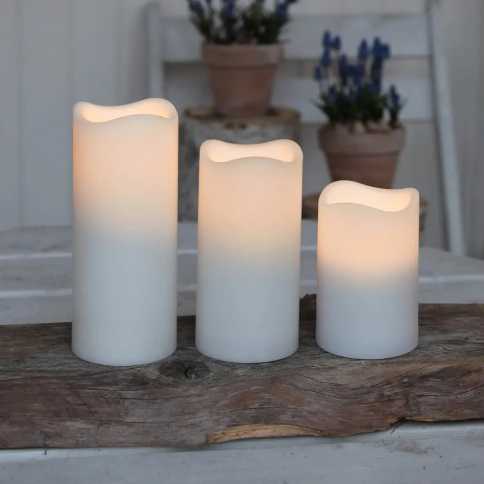 Set van drie LED kaarsen voor buitenshuis