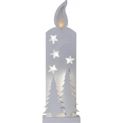 Sfeerlamp Grandy, kaars en dennenbomen, 50 cm