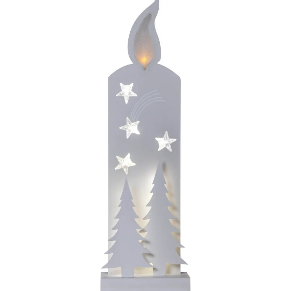 Sfeerlamp Grandy, kaars en dennenbomen, 50 cm