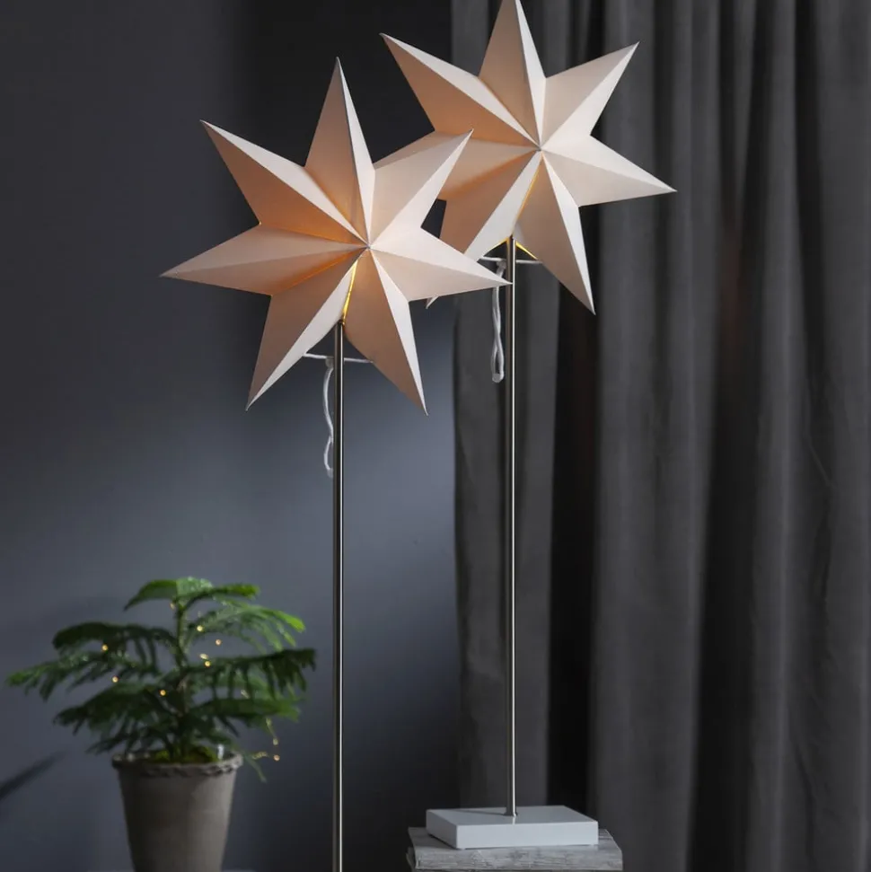 Sfeerlamp Moa, Kombi ster + kap, voet eiken