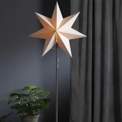 Sfeerlamp Moa, Kombi ster + kap, voet eiken