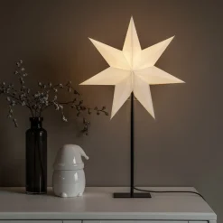 Sfeerlamp papieren ster, 7 punten wit hoogte 65 cm