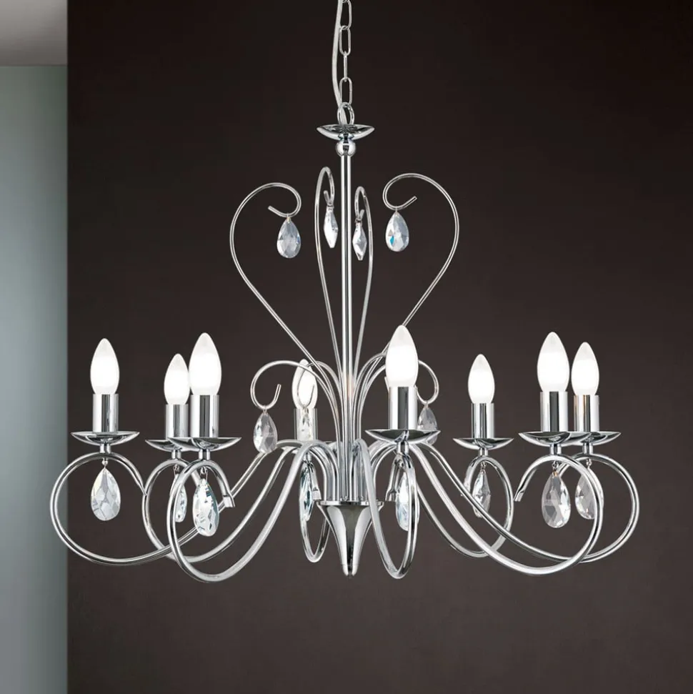 Sierlijke kroonluchter FIORETTO, 8-l., chroom