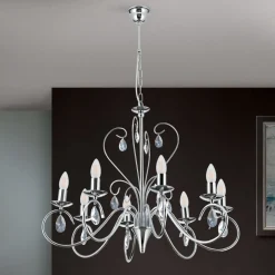 Sierlijke kroonluchter FIORETTO, 8-l., chroom