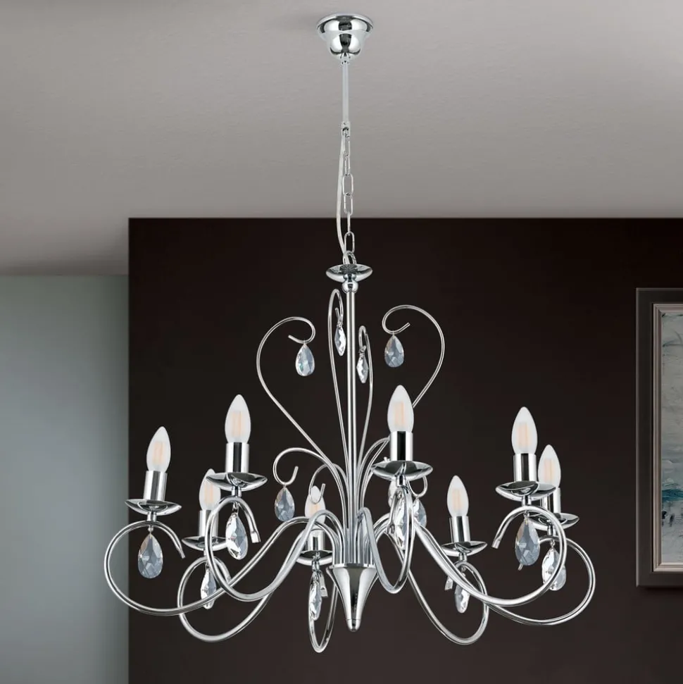 Sierlijke kroonluchter FIORETTO, 8-l., chroom