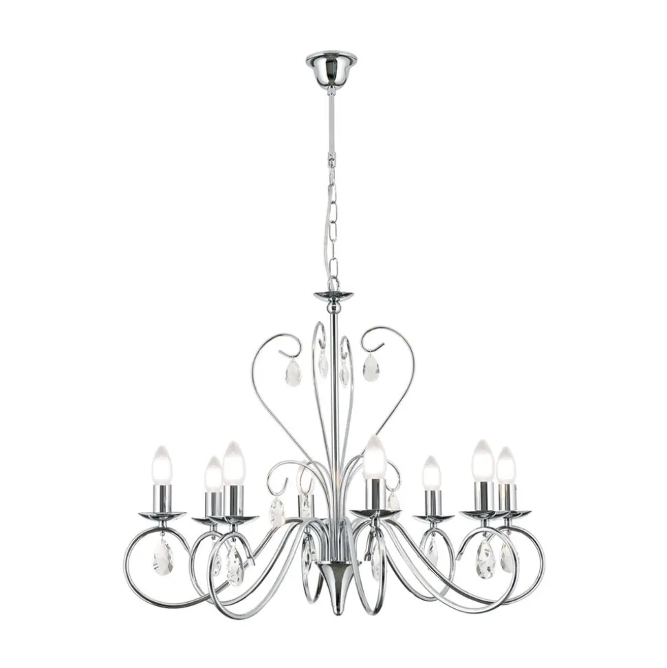 Sierlijke kroonluchter FIORETTO, 8-l., chroom